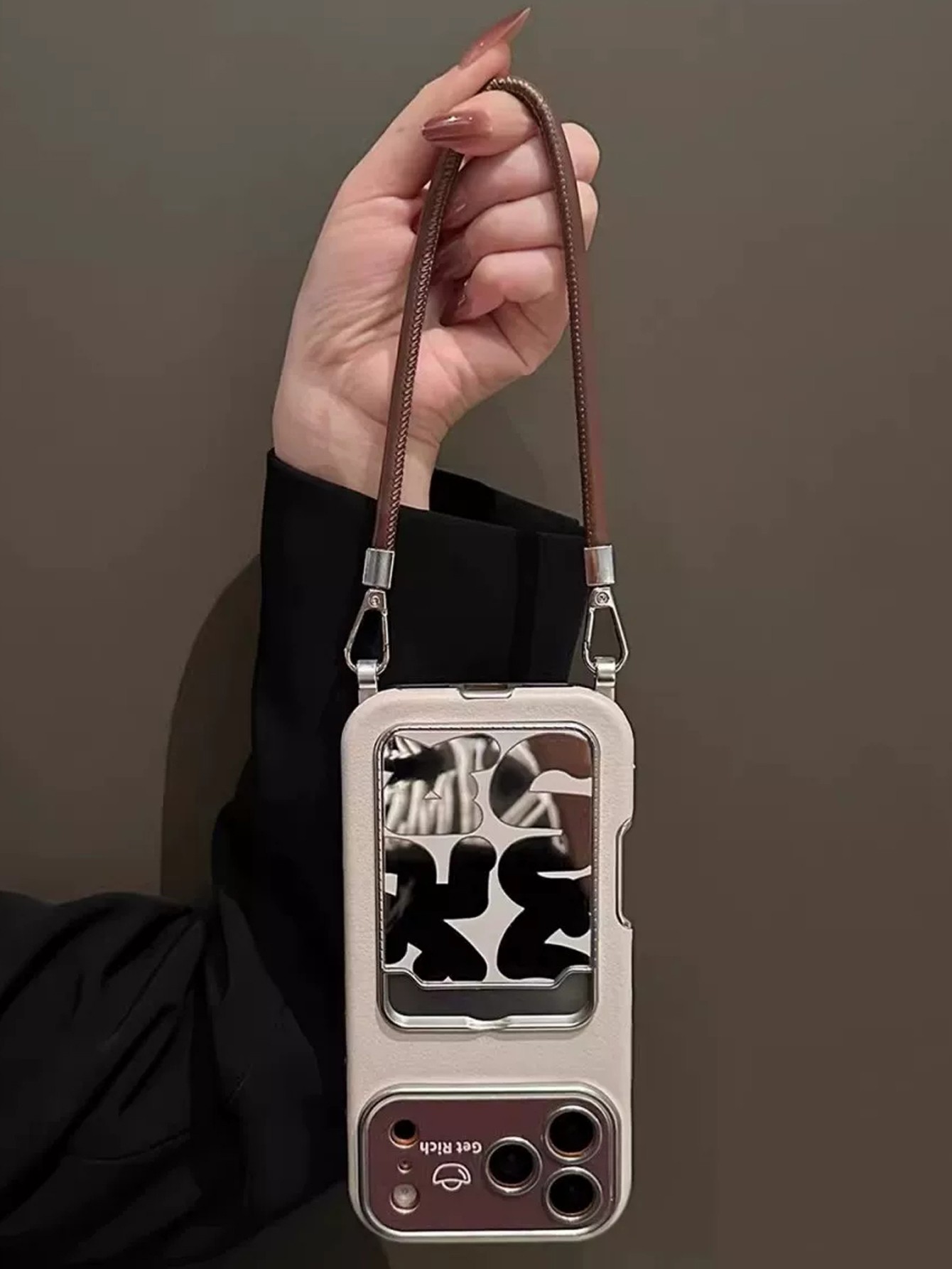 고급 가죽 미러 카드 홀더 손목 스트랩 폰 케이스 (아 - Quirky Phone Accessories 리뷰 및 가격