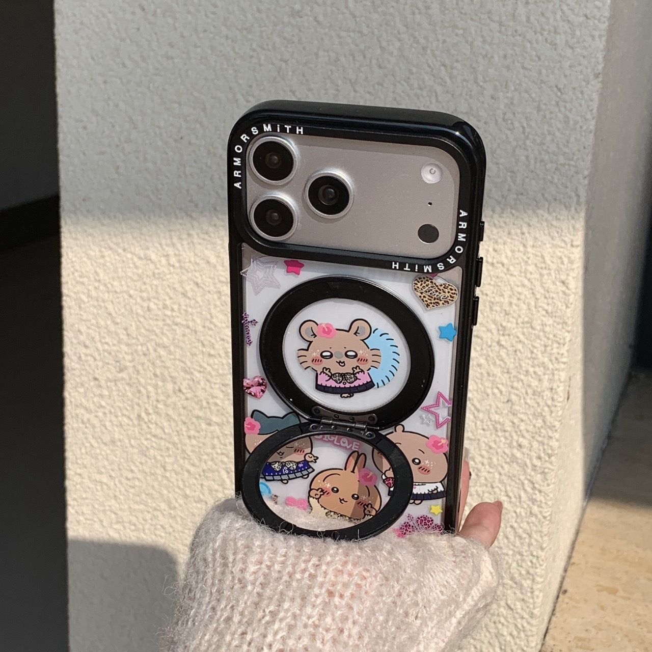 귀여운 우사기 하치와레 아크릴 폰 참 블랙 비즈 체인  - Phone Accessories Beads 리뷰 및 가격