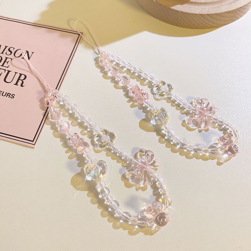 휴대폰 끈 키체인 여성 소녀 한국 핑크 곰 나비 꽃 폰 - Phone Accessories For Photography 리뷰 및 가격