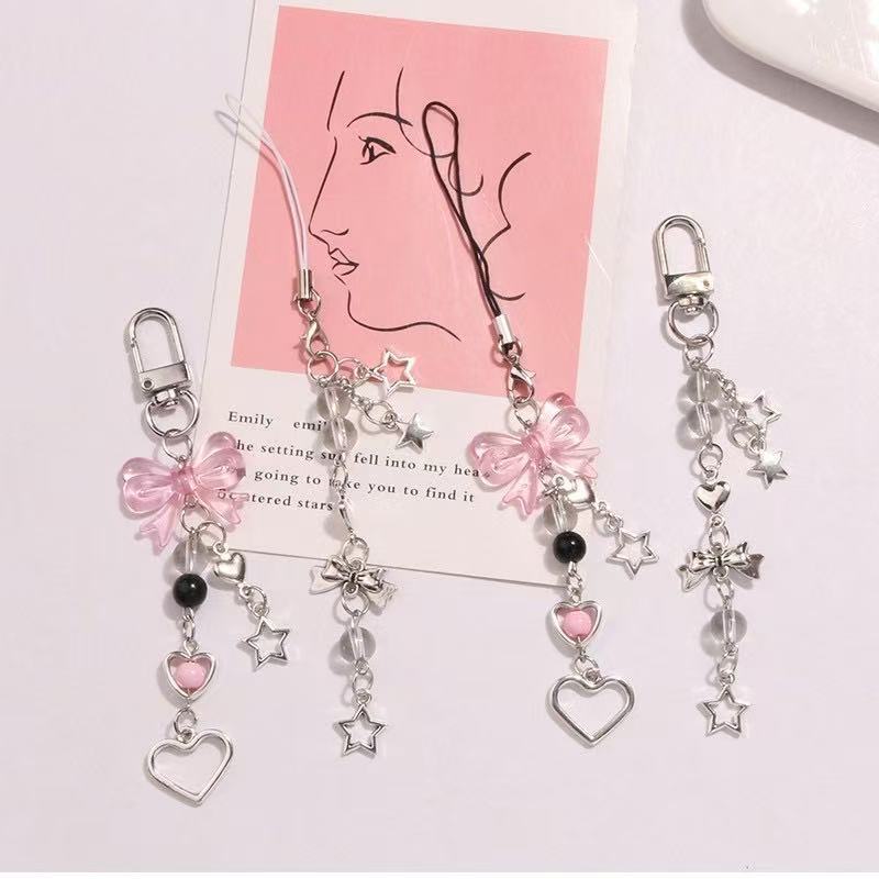 휴대폰 끈 키체인 여성 소녀 한국 핑크 곰 나비 꽃 폰 - Phone Accessories For Photography 리뷰 및 가격