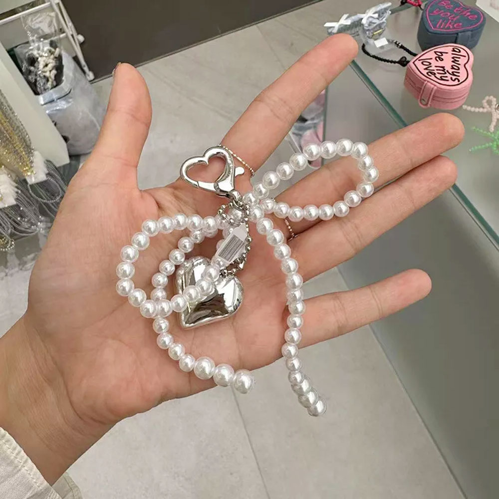 귀여운 리본 진주 폰 펜던트 체인 Y2K 하트 참 스트 - Phone Accessories For Photography 리뷰 및 가격