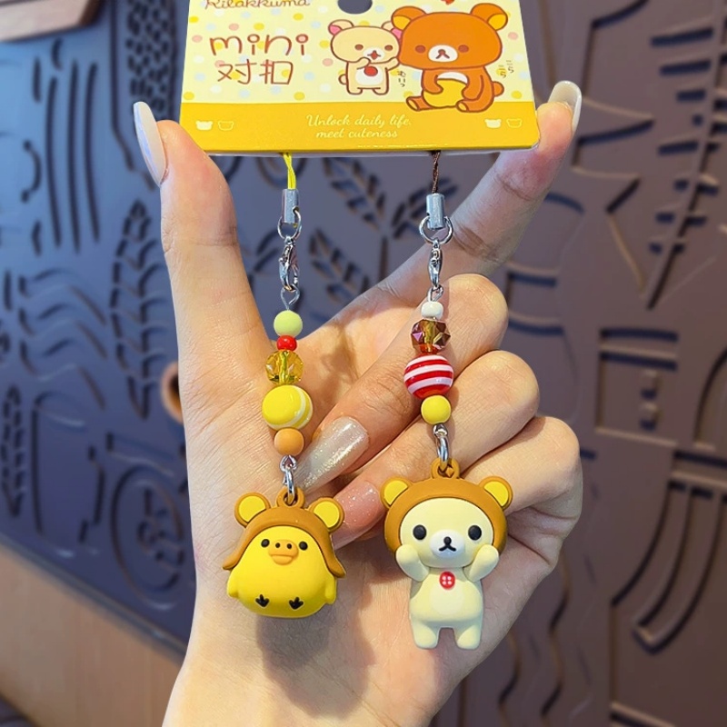 귀여운 리락쿠마 코릴락쿠마 키체인 리본 비즈 펜던트 만 - Phone Accessories Beads 리뷰 및 가격